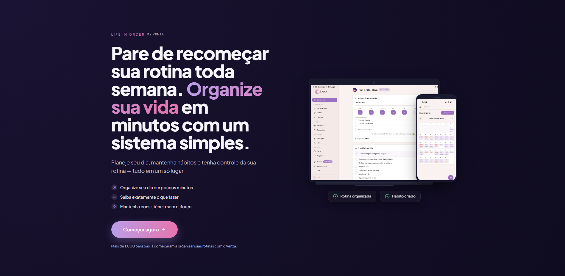 Site e produto digital Venza